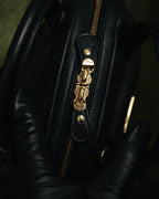 –SPECIAL– “Salvatore Ferragamo“ 00’s-10’s Black leather dome handbag