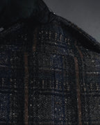 "MARNI" 90’s-00’s Textured plaid wool blend coat