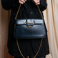 "Cartier" Sapphire rhinestone chain shoulder bag