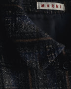 "MARNI" 90’s-00’s Textured plaid wool blend coat