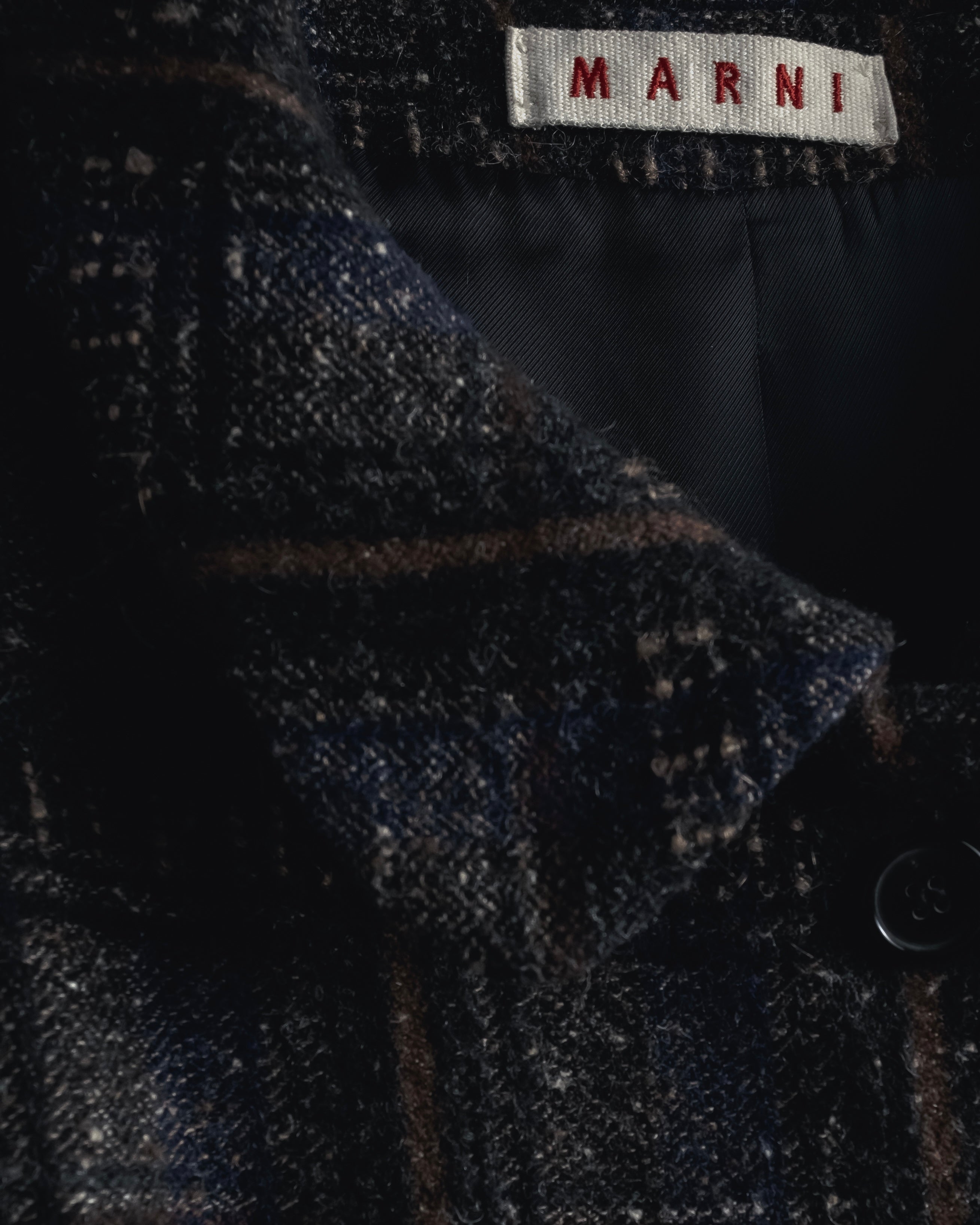 "MARNI" 90’s-00’s Textured plaid wool blend coat
