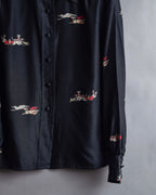 "Christian Dior" Hand painted greyhound motif silk blouse