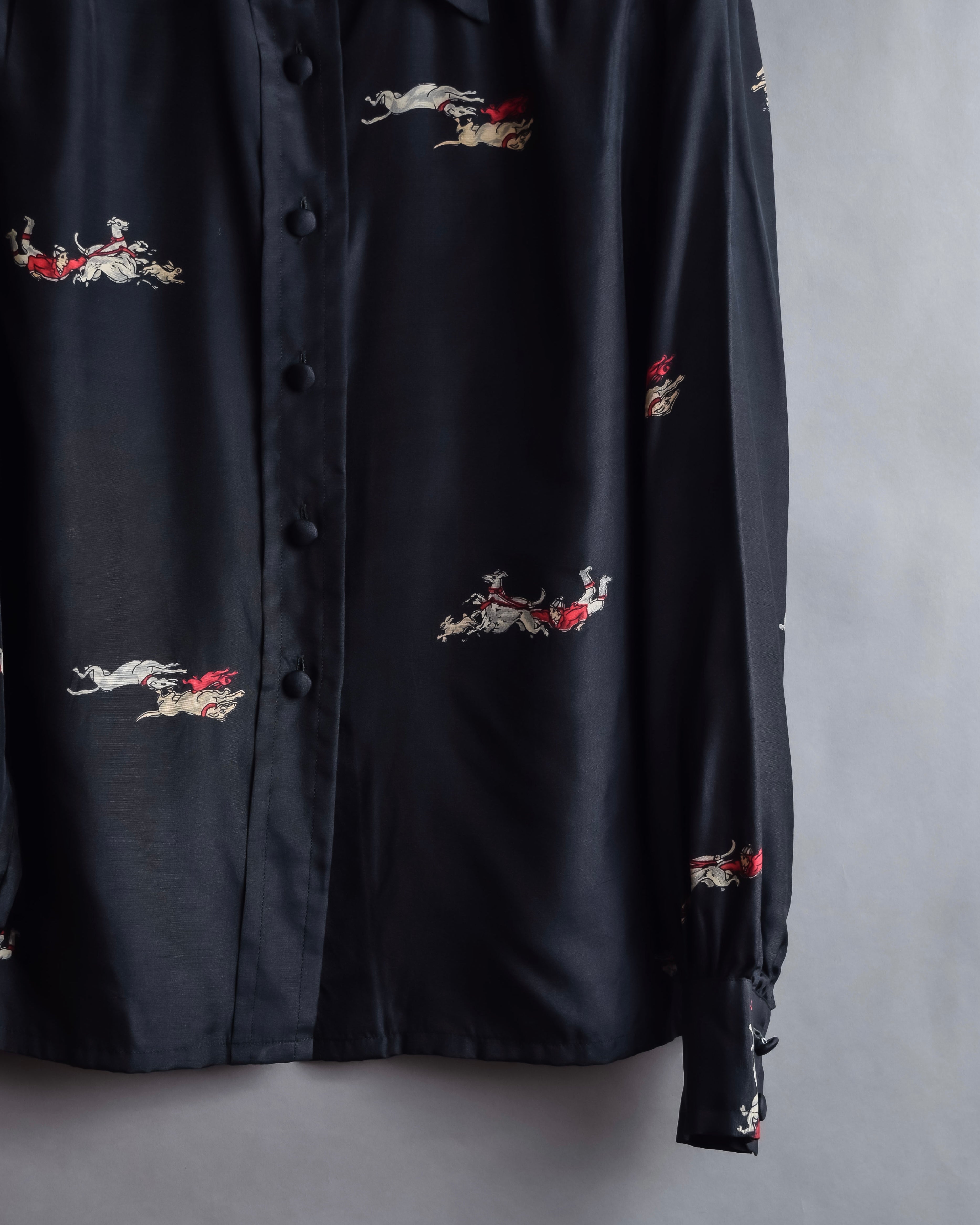 "Christian Dior" Hand painted greyhound motif silk blouse