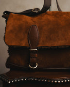 -SPECIAL- "Yves Saint Laurent" 00's Luxurious shearling double buckle messenger bag