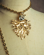 -SPECIAL- "Yves Saint Laurent" 90's-00's Sculptural coral motif crystal pendant necklace