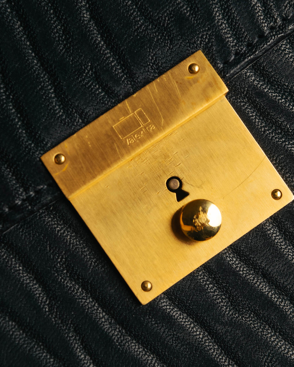 "Valextra" 80's-90's embossed leather document portfolio clutch