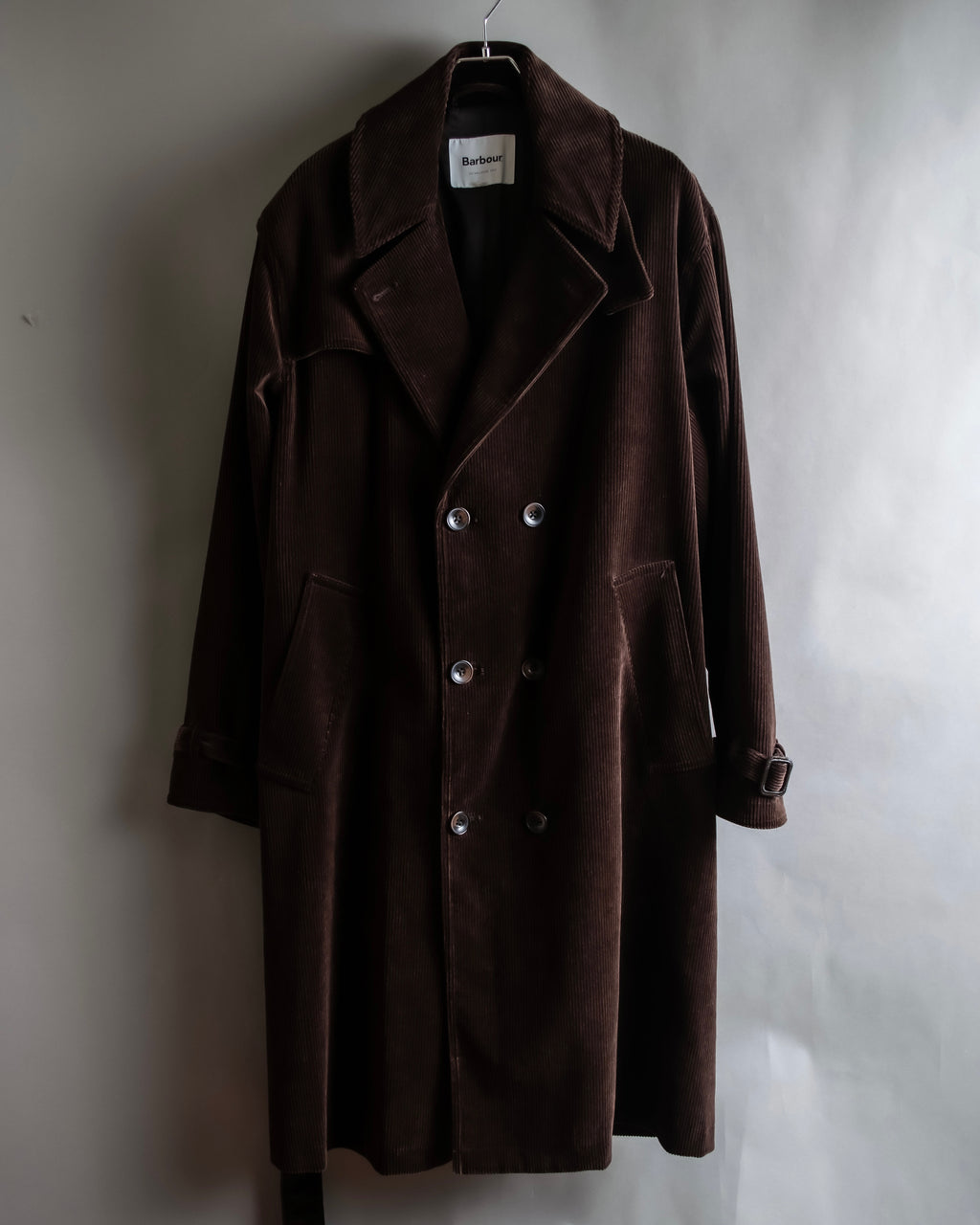 "Barbour" Wide ribbed corduroy maxi-length trench coat