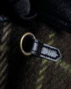 "BURBERRY" Leather switching design check tweed coat