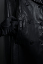 "COACH" Double-breasted panel work design leather coat