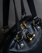 "YVES SAINT LAURENT" Gold parts design Muse toe leather bag