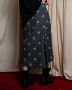 "YOHJI YAMAMOTO +NOIR" Large polka dot pattern flared skirt