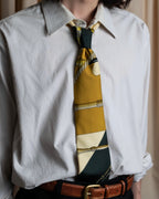 "HERMES" Horse harness motif silk neck tie