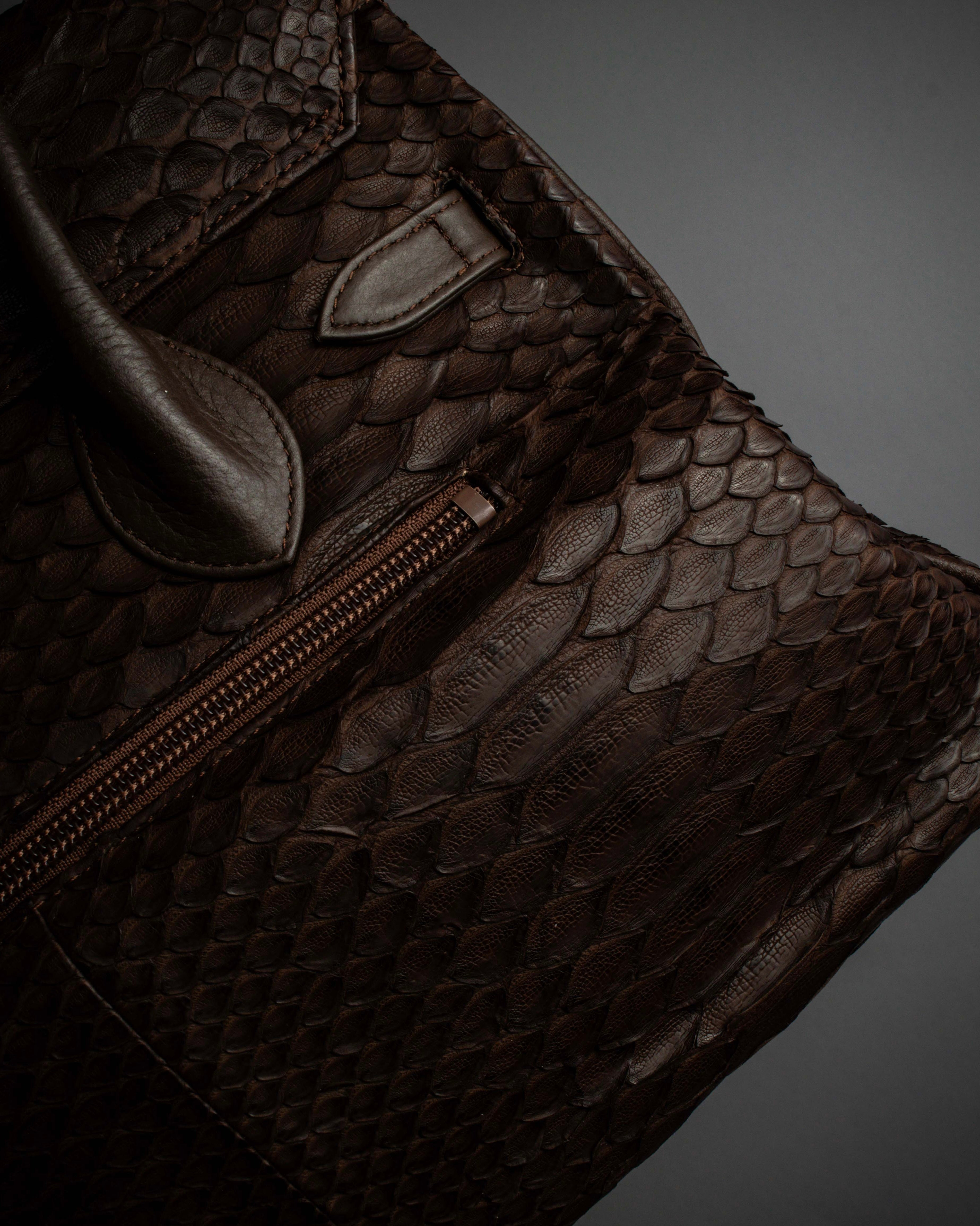 "Vintage turnlock design python leather bag"