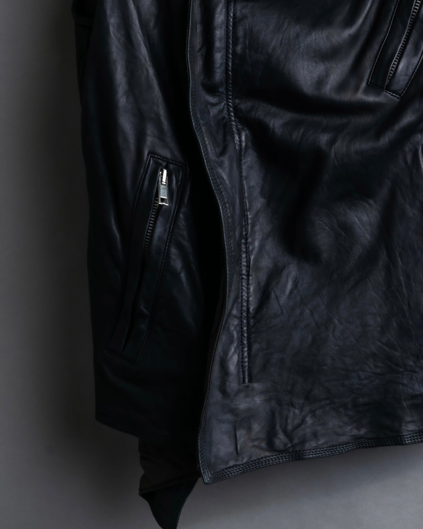 "Rick Owens" 100% lamb leather high neck sleeveless jacket