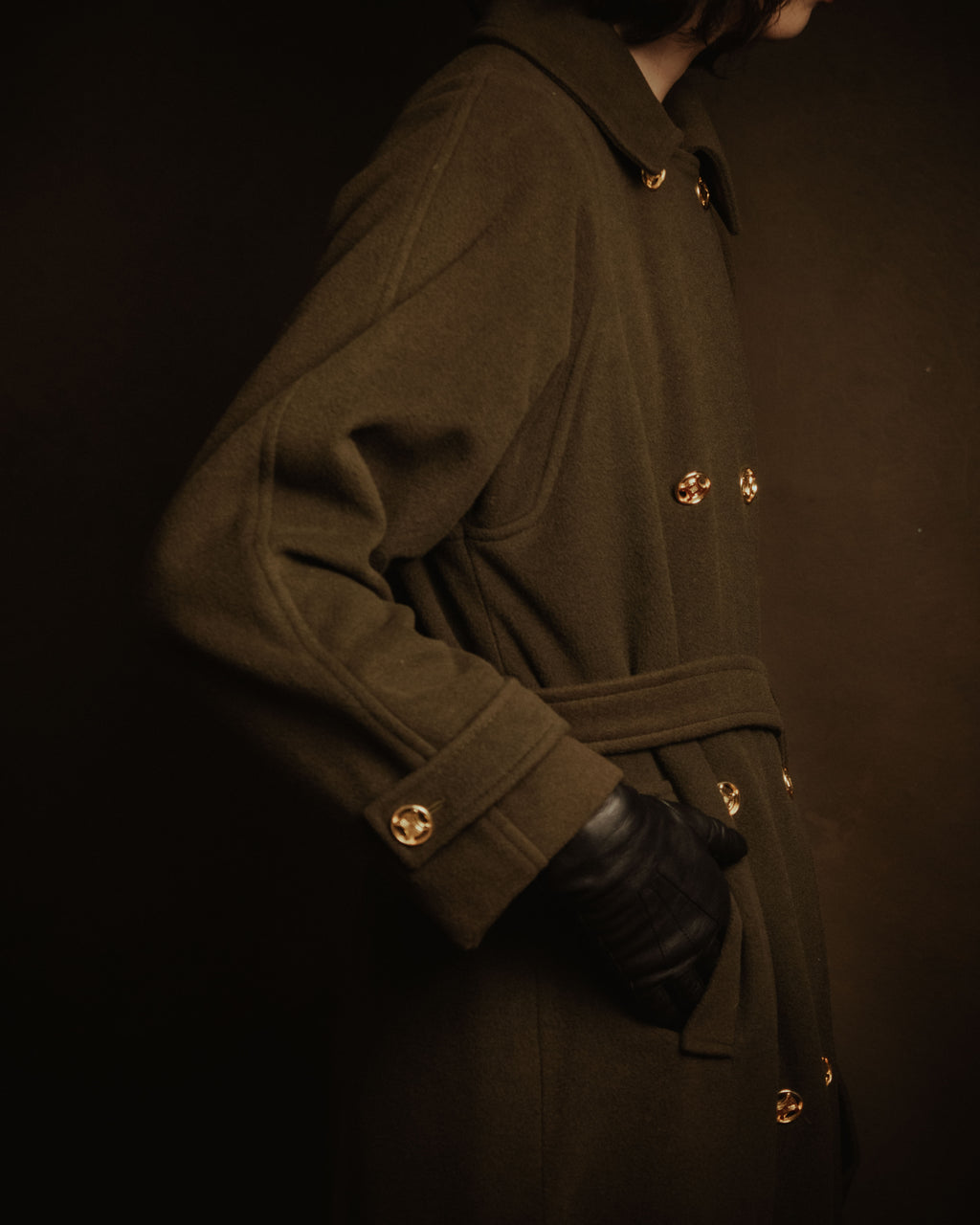 –SPECIAL– "CELINE" 80’s-90’s Triomphe button double breasted long coat