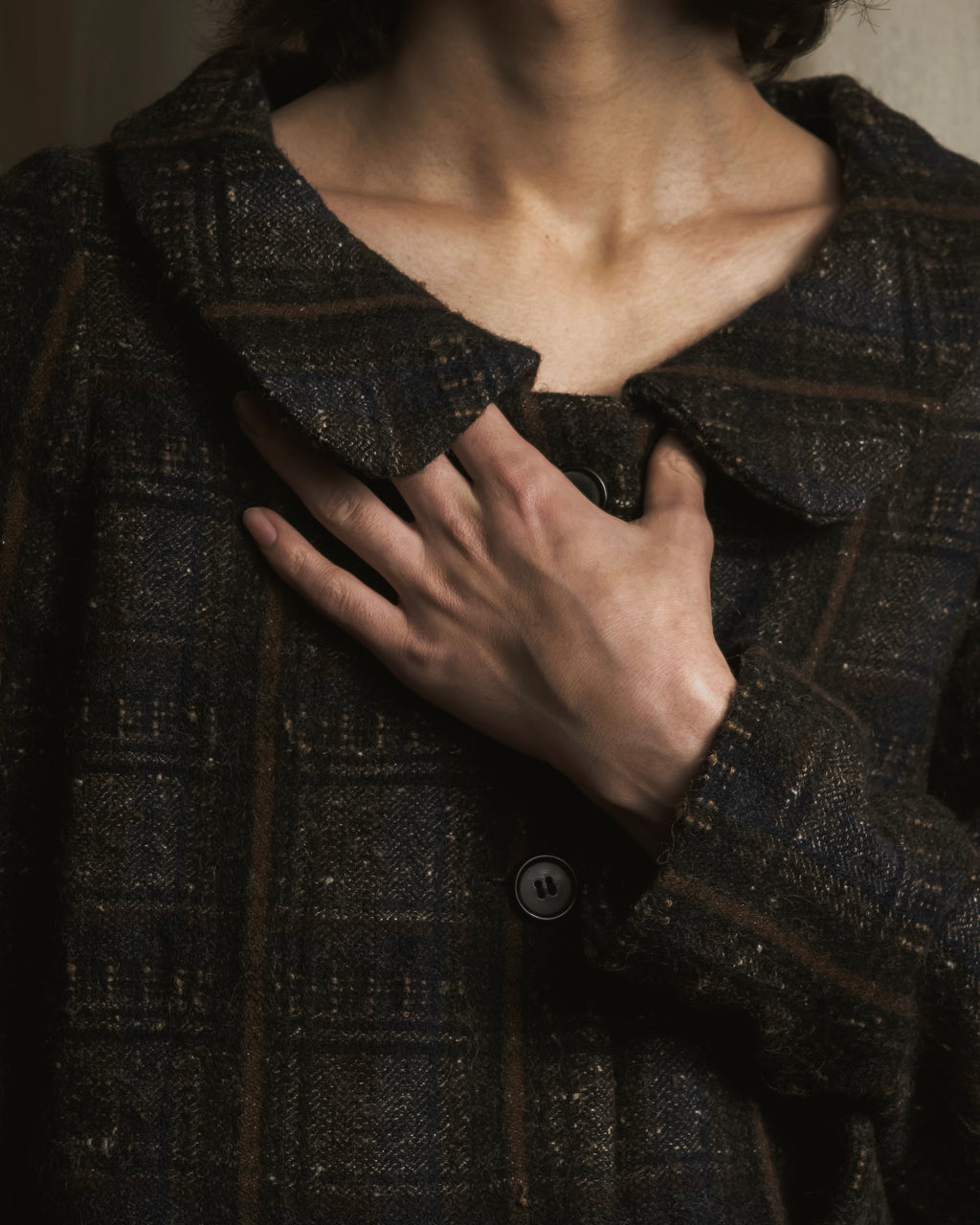 Abrigo de mezcla de lana con cuadros texturizados de los años 90-00 de "MARNI"