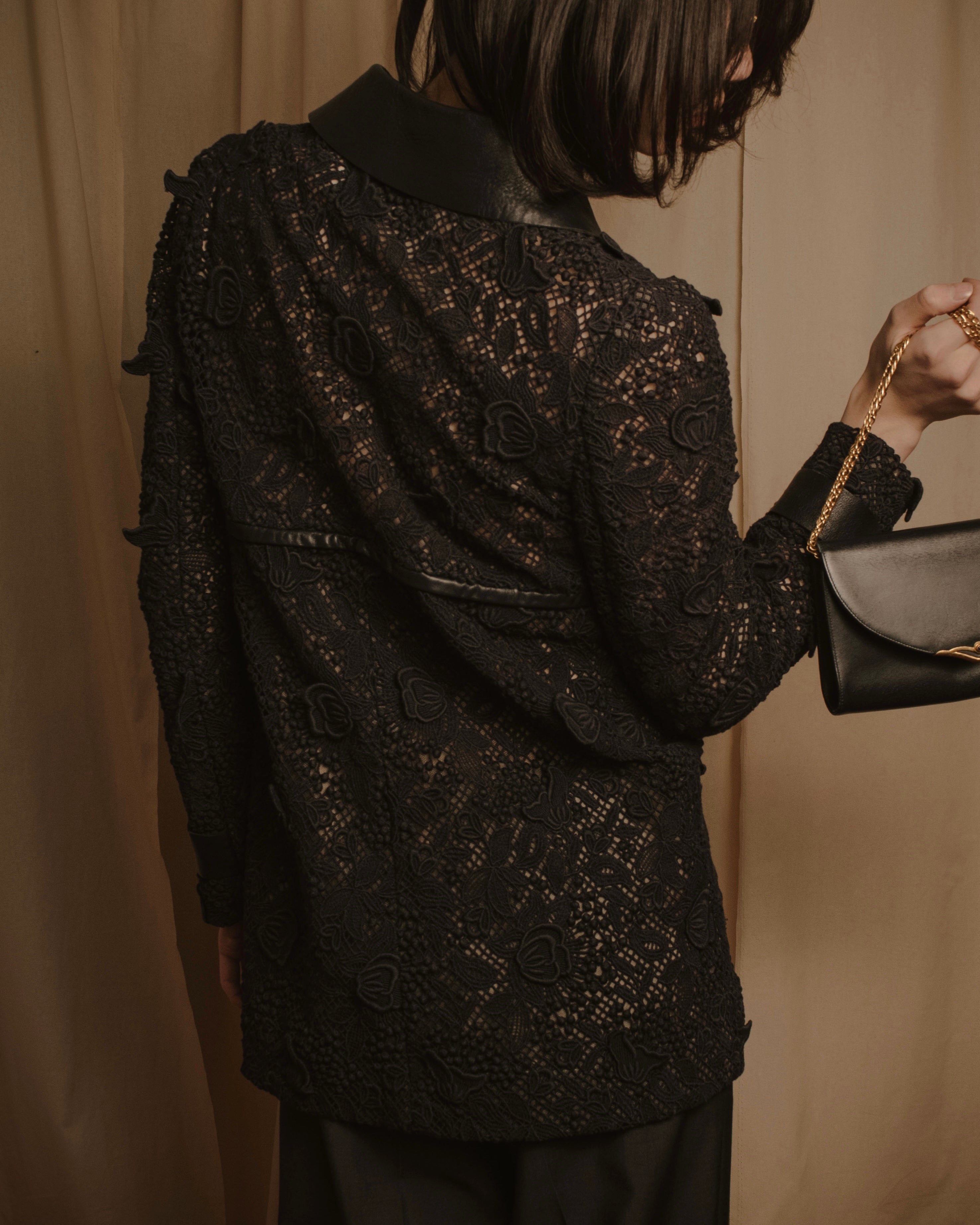 –SPECIAL– "VALENTINO"
Early 2010s lace and leather double-breasted jacket