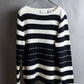 "liz claiborne" Thick pitch striped bicolor knit pullover