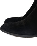 SAINT LAURENT PARIS/ “WYATT 30” Black Suede  Chelsea Heel Boots