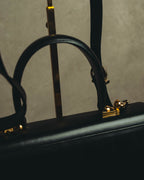 "Salvatore Ferragamo" 80's-90's Structured leather top handle bag
