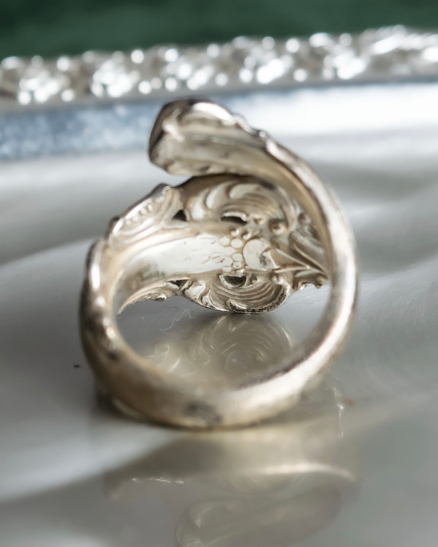 "Camusso" Sterling silver floral engraved spoon ring