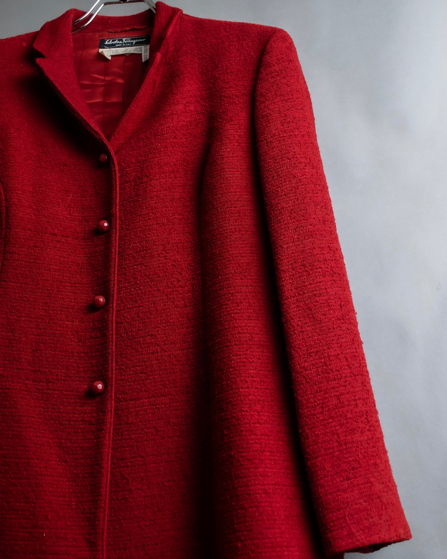 "Salvatore Ferragamo" Vivid red color wool mix tailored jacket