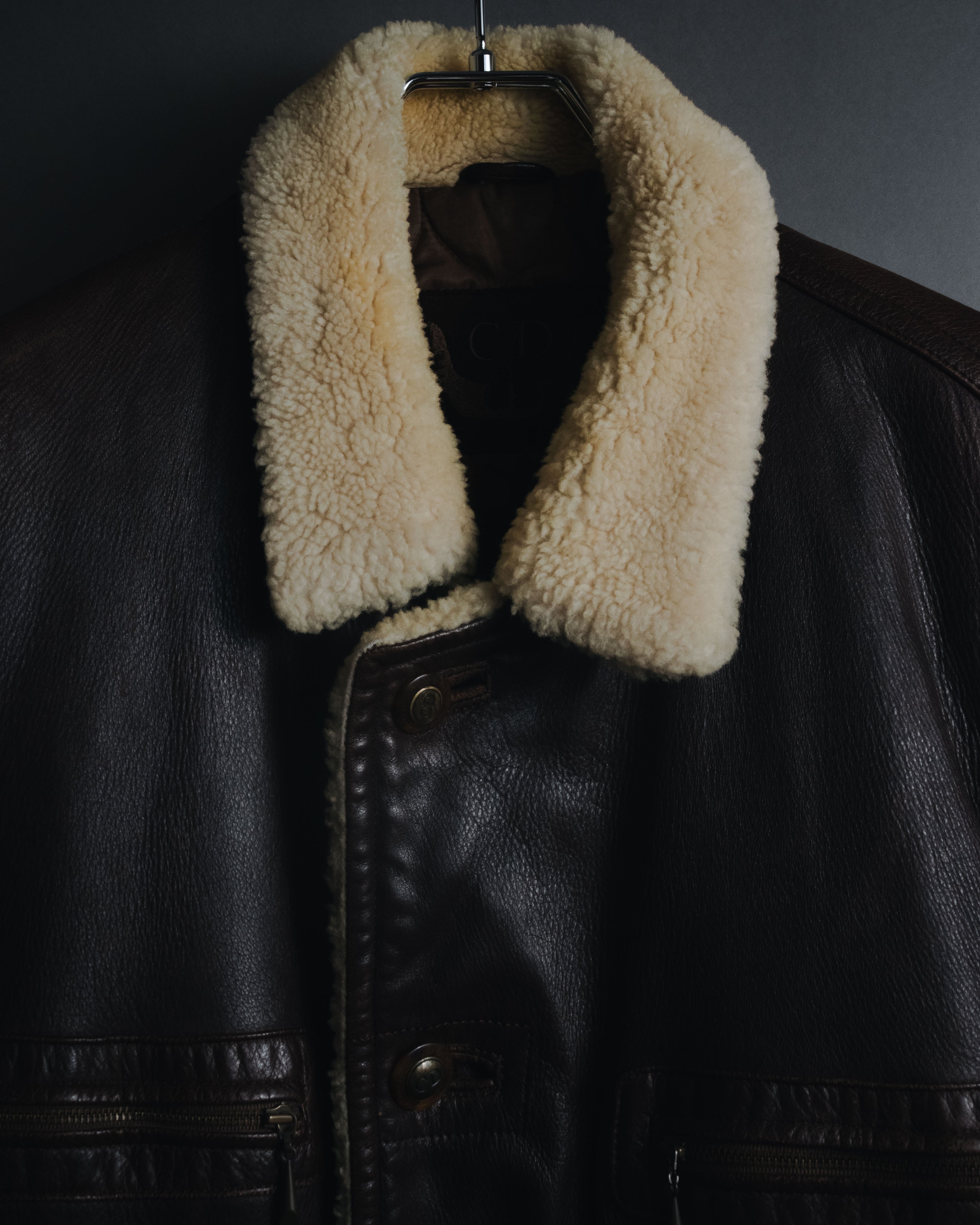 "Christian Dior" 80’s-90’s deerskin shearling collar leather jacket