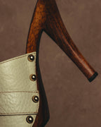 "GUCCI" 90's-00's Horsebit studded wood wedge mule sandals