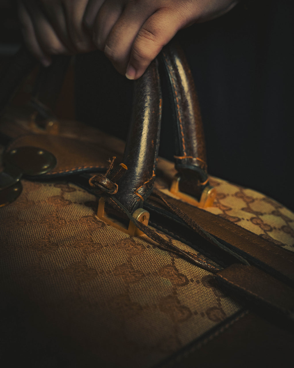 –SPECIAL– "GUCCI" 60's-70's Classic GG monogram Boston bag