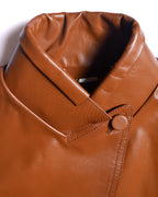 FENDI/ Back Logo Embroidery Calf Leather Short Jacket Brown