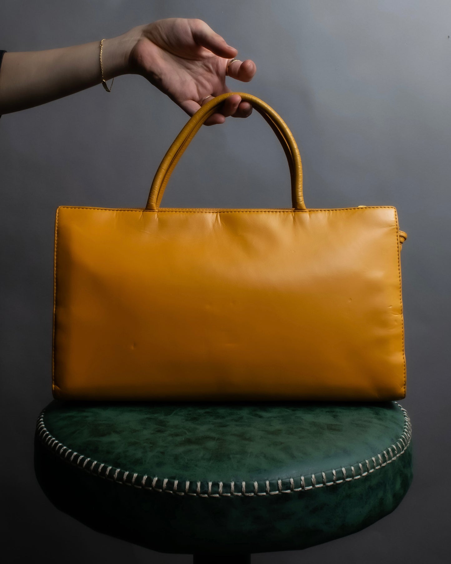 "LOEWE" Horizontal design vivid yellow color amazona bag