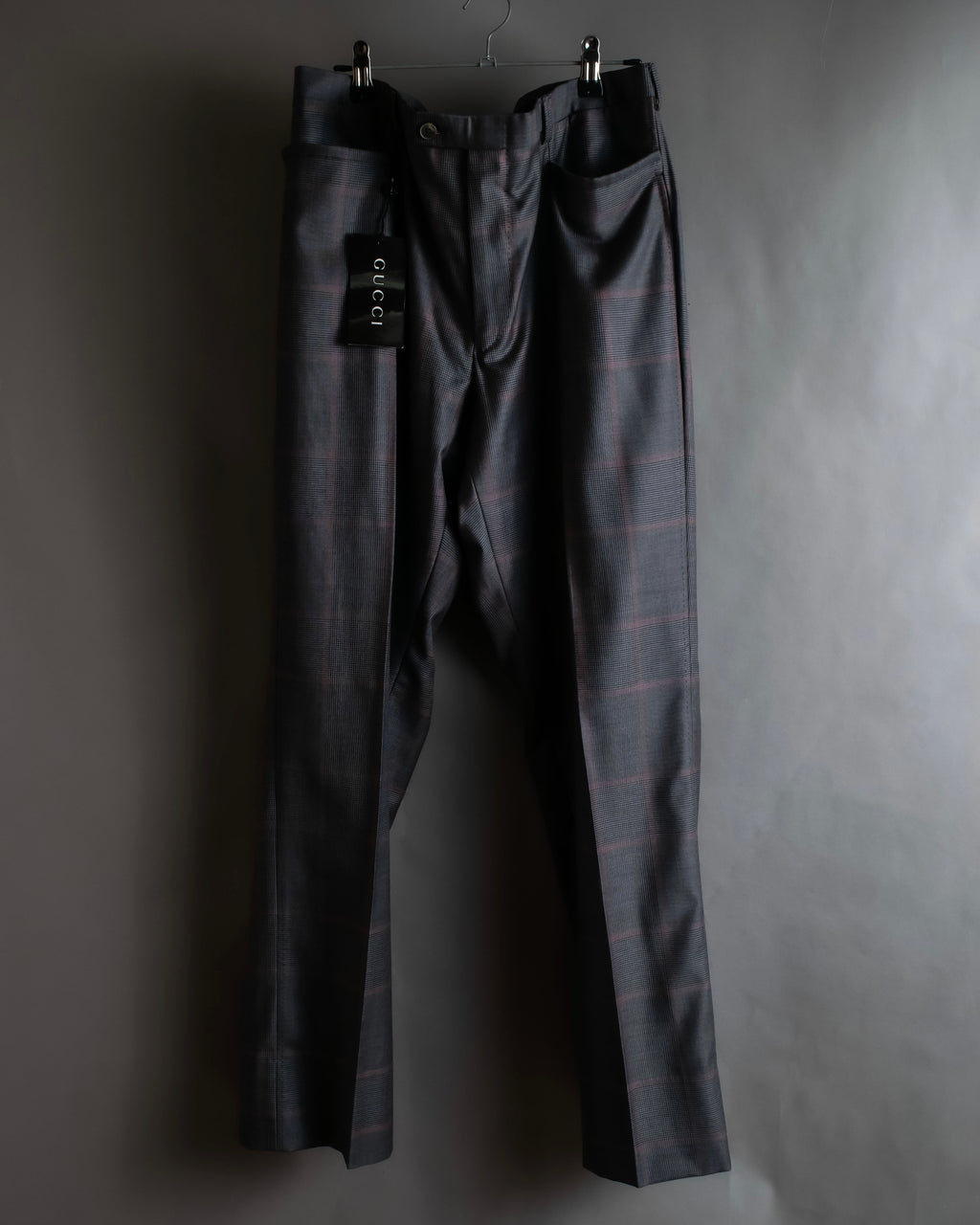 "GUCCI" Glen plaid wool wide tapered slacks