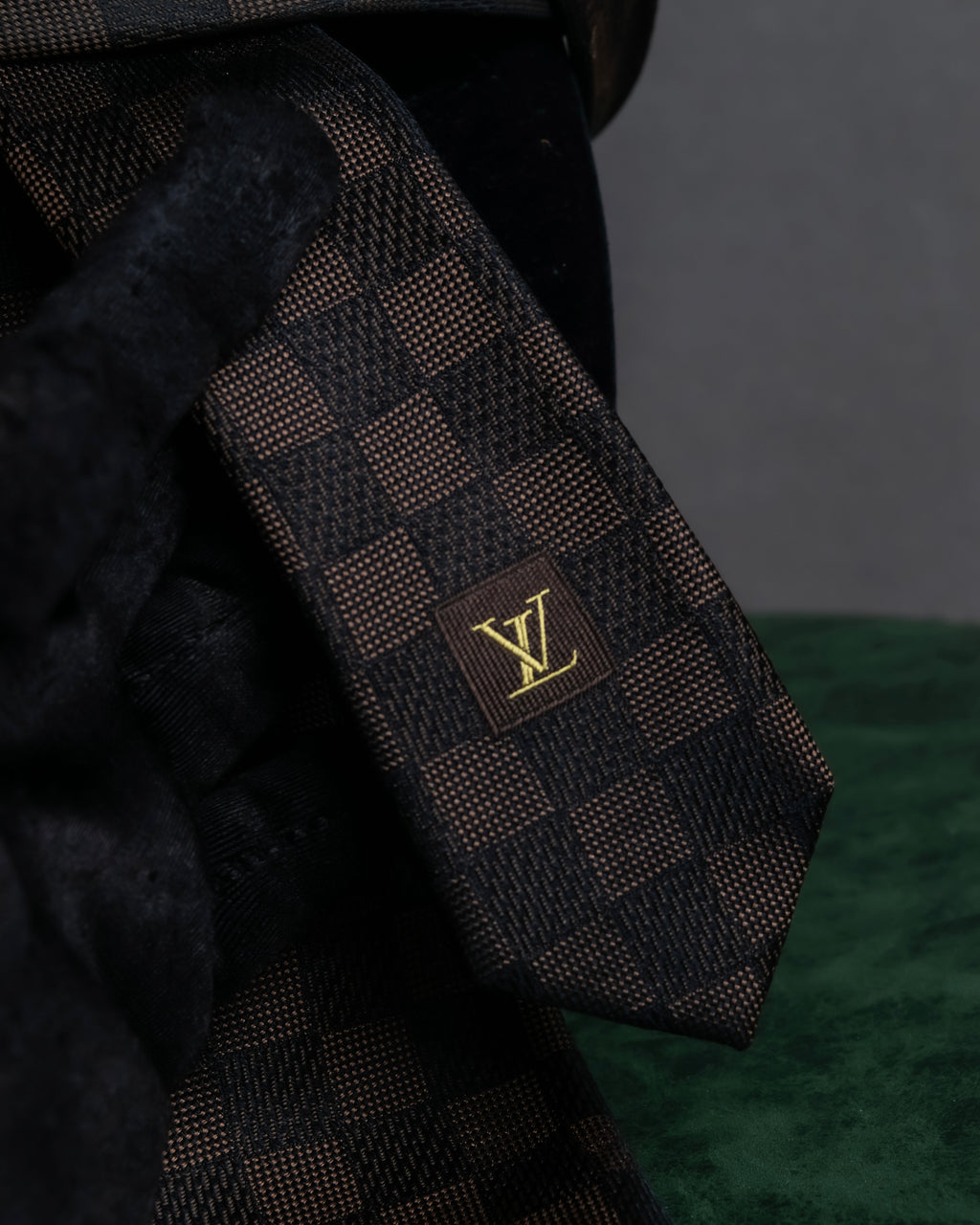 "LOUIS VUITTON" Damier check silk jacquard neck tie