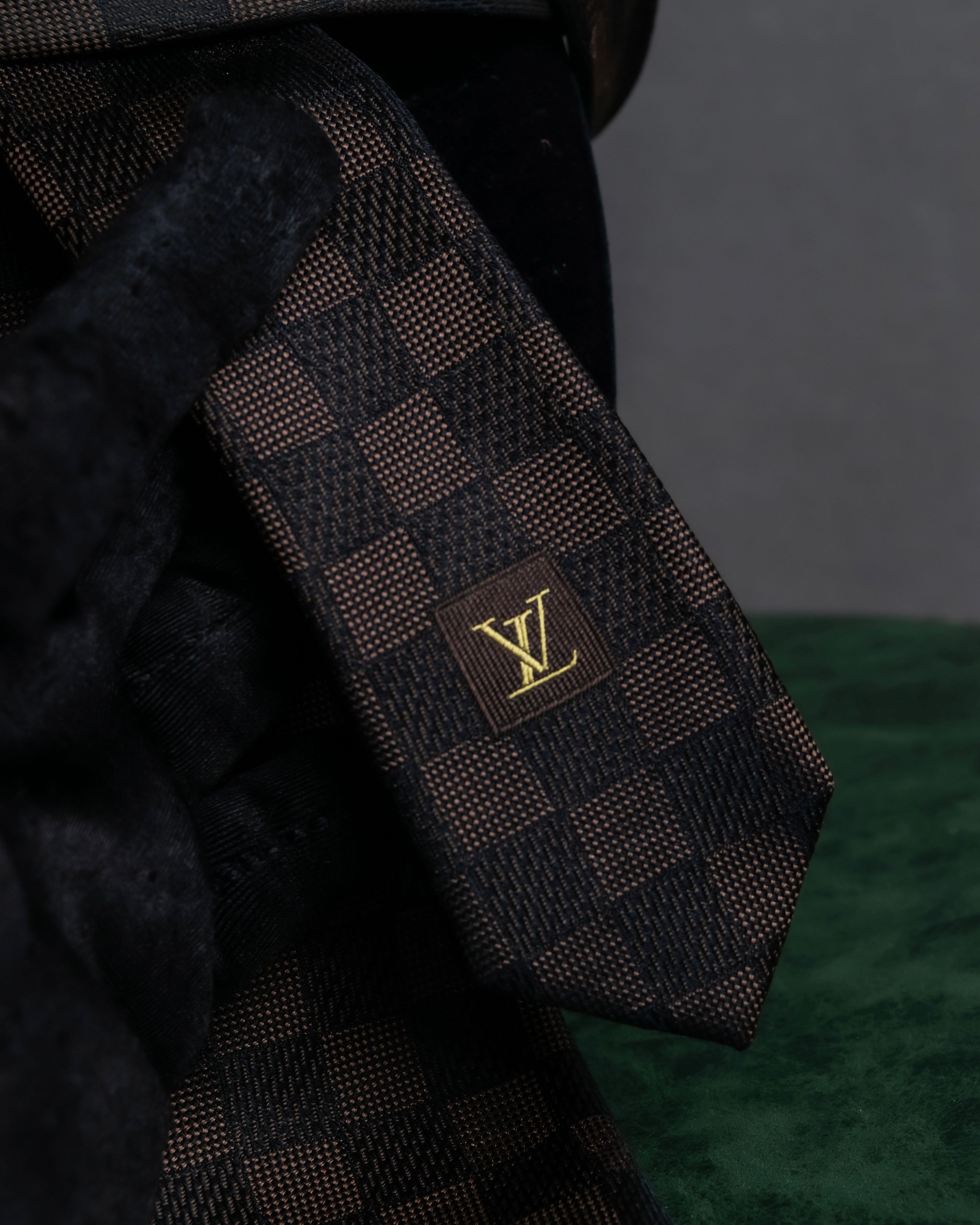 "LOUIS VUITTON" Damier check silk jacquard neck tie