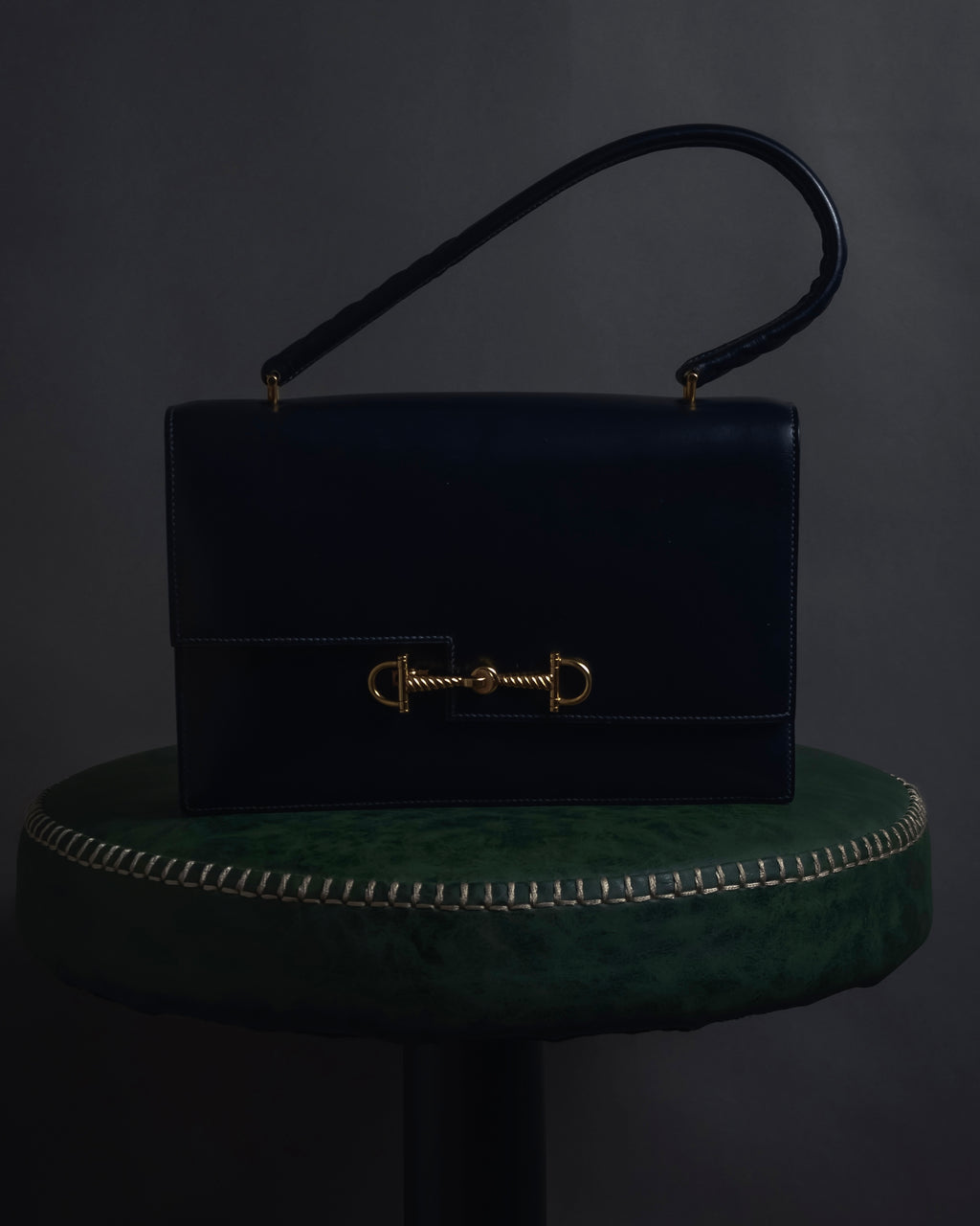 -SPECIAL- "HERMES" 60’s early sandrine box dark blue calf bit bag