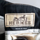 "HERMES" Leather trimmed design tapered pants