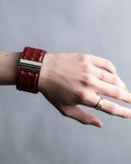 "HERMES" Deutch processing wide leather bracelet