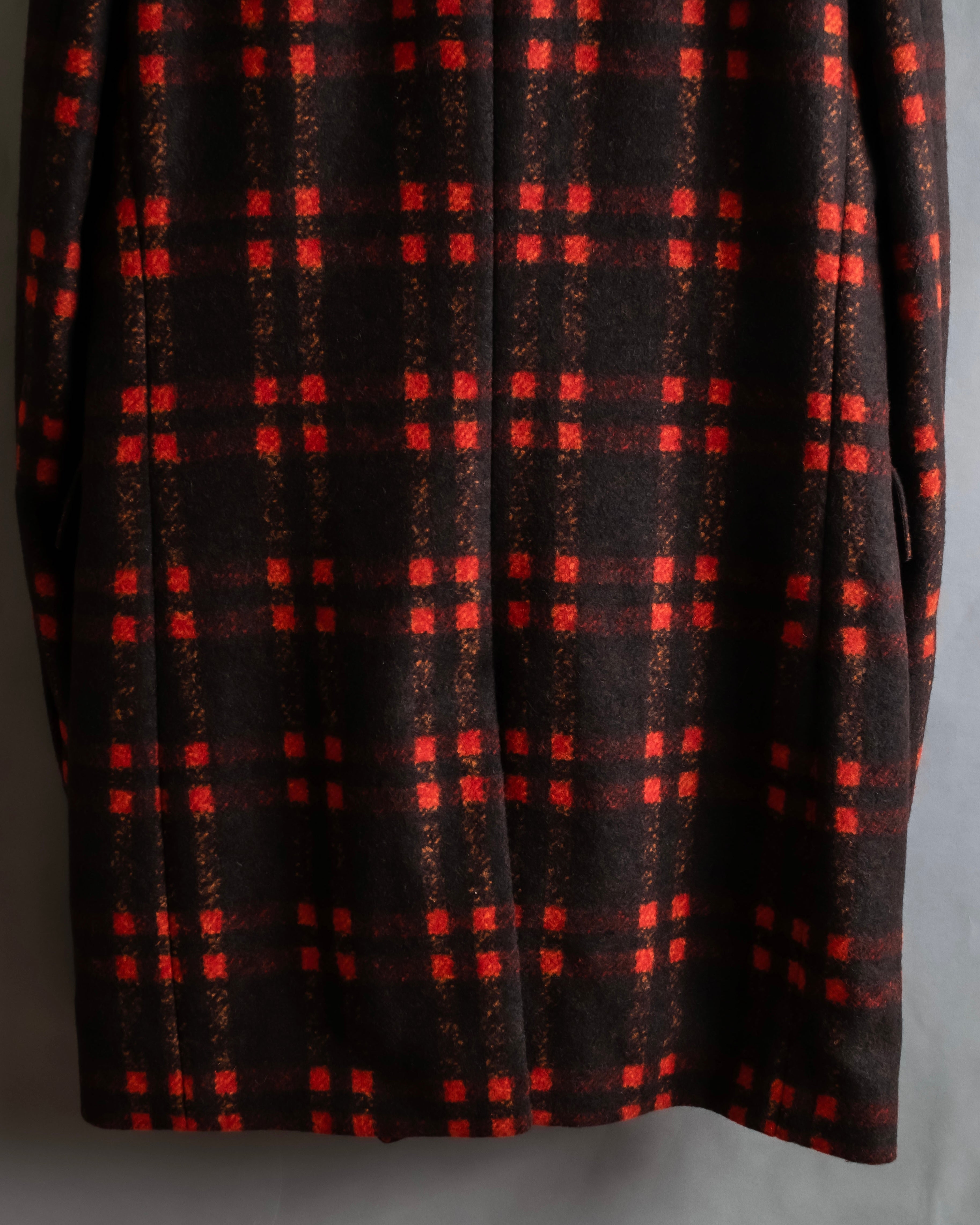 "HUGO BOSS" Plaid brushed wool tailored coat