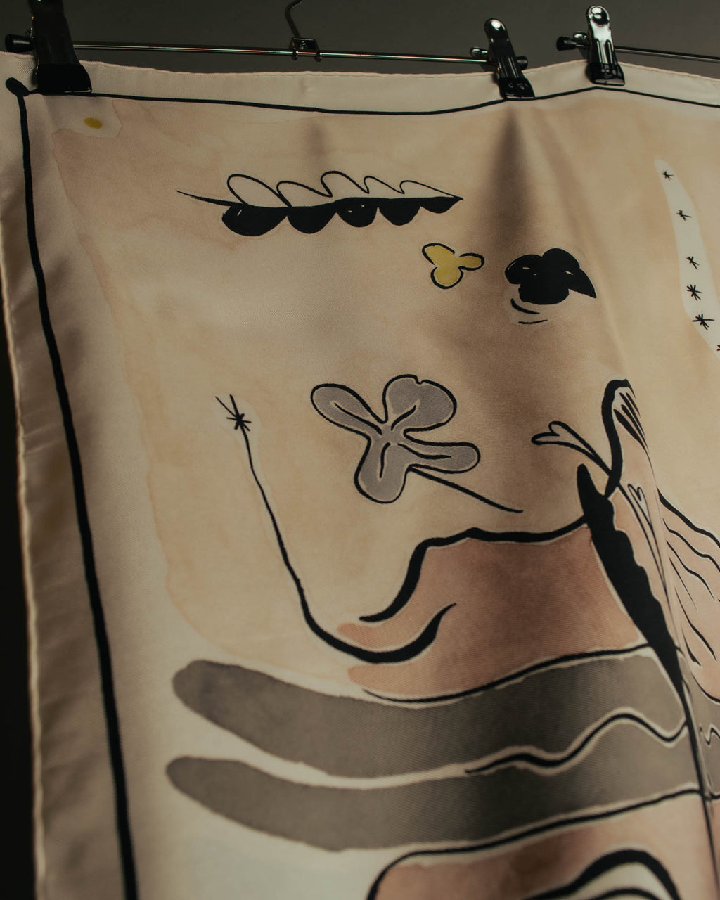 "Christian Dior" 2010's Modern surrealist trump print silk scarf