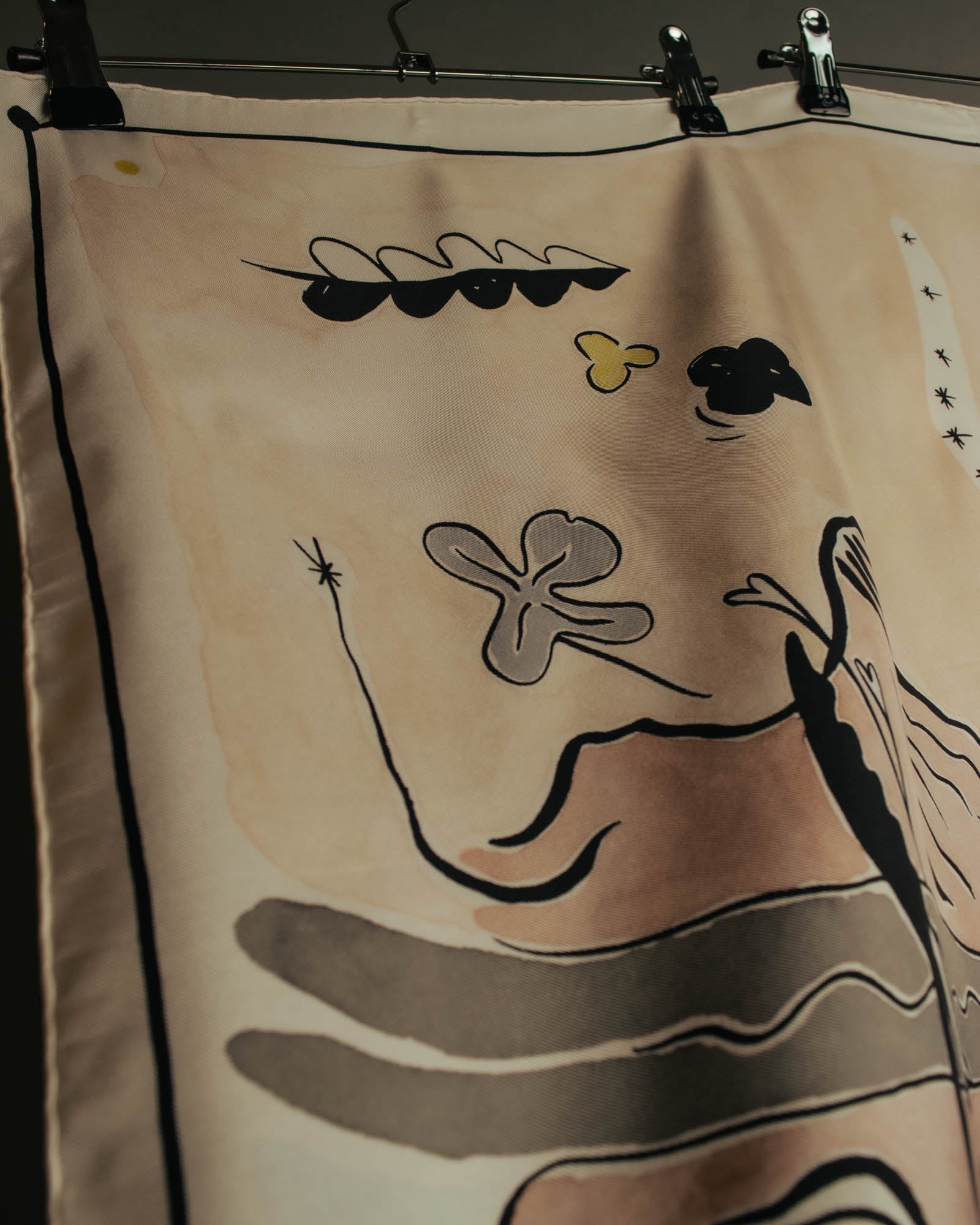 "Christian Dior" 2010's Modern surrealist trump print silk scarf