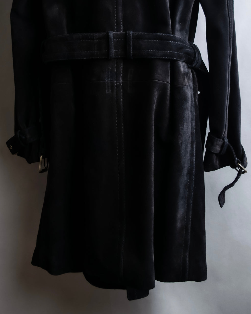 "Saint Laurent" 19AW gold studs design suede long coat