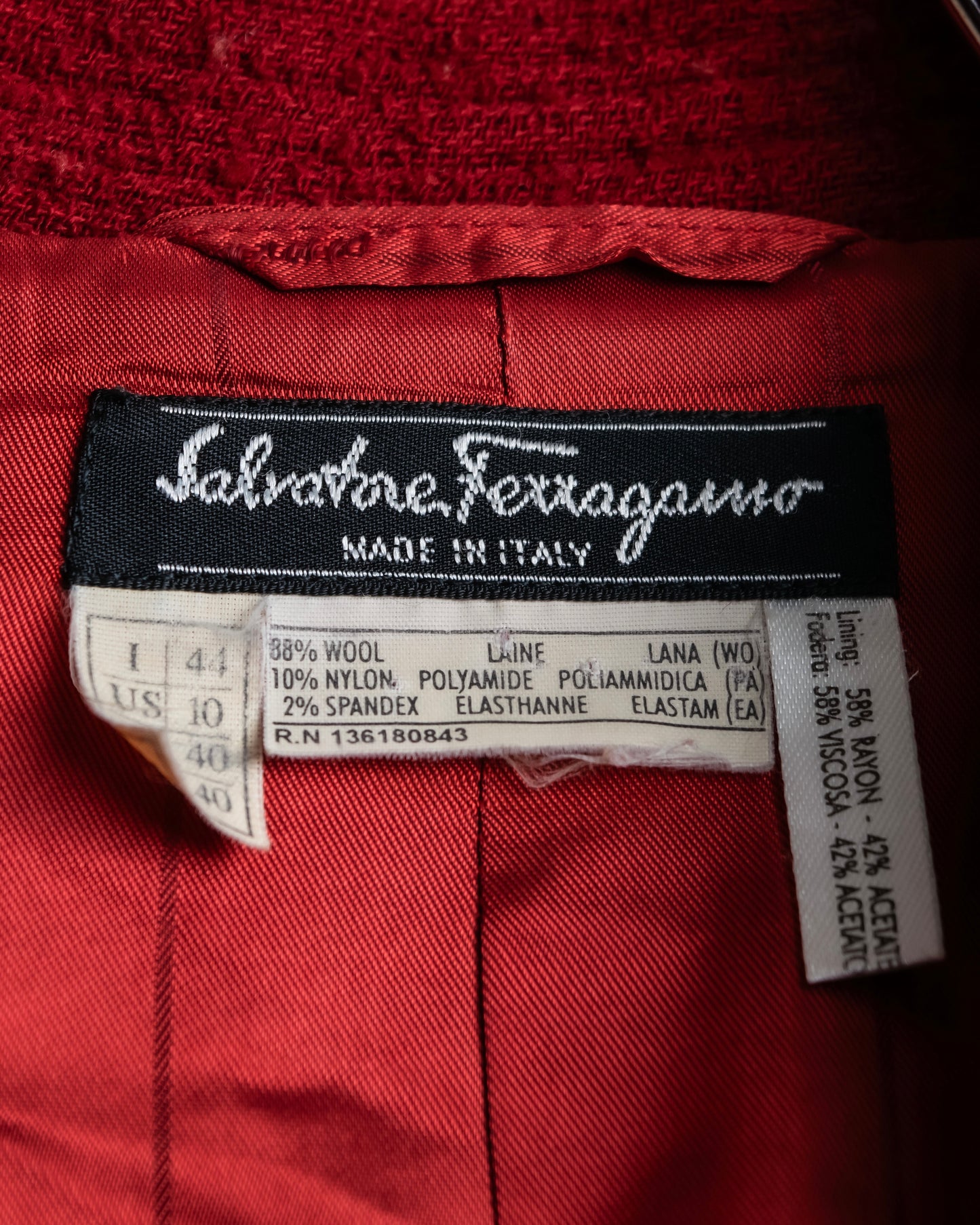 "Salvatore Ferragamo" Vivid red color wool mix tailored jacket