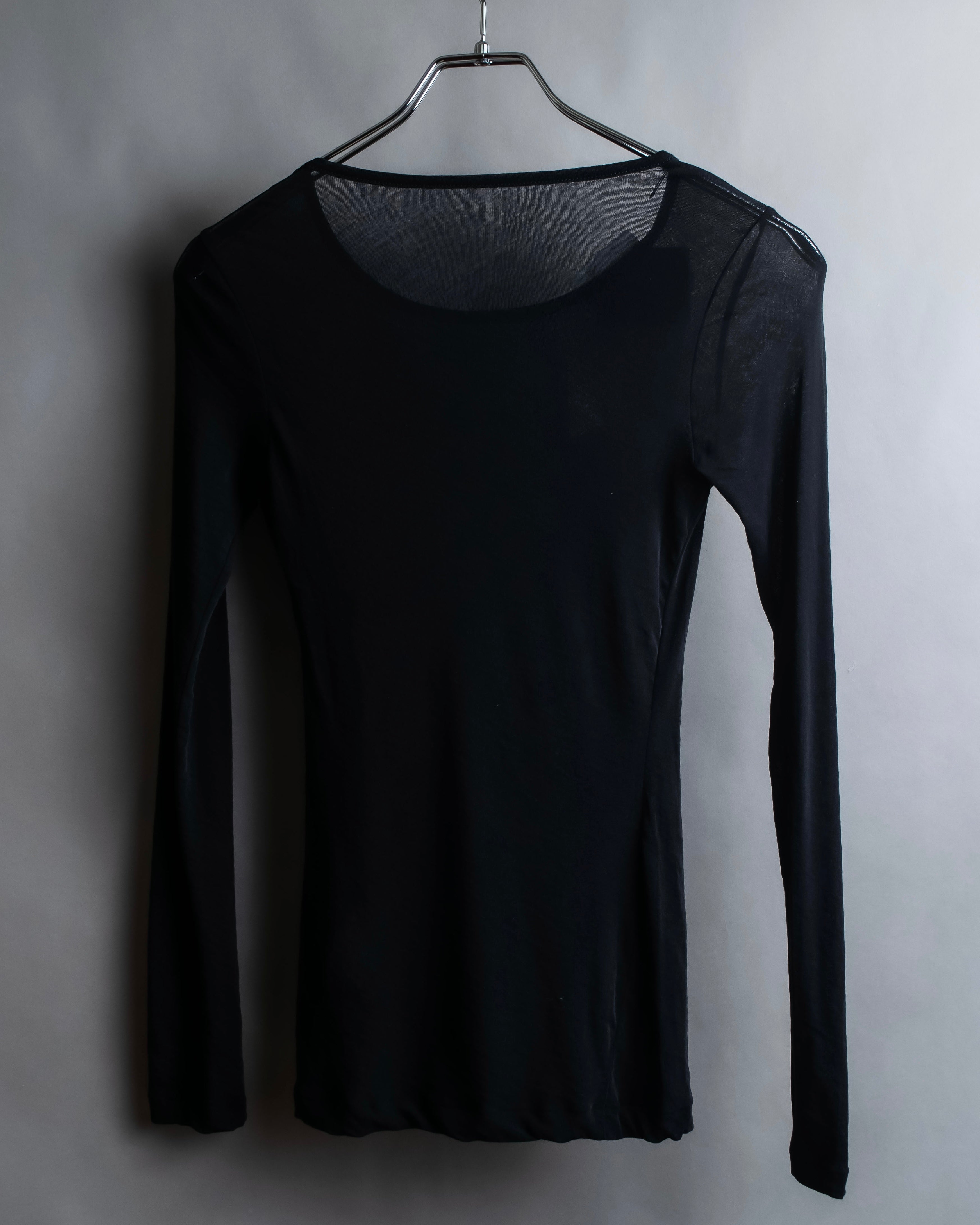 "YOHJI YAMAMOTO FEMME"
Sheer cotton round neck pullover