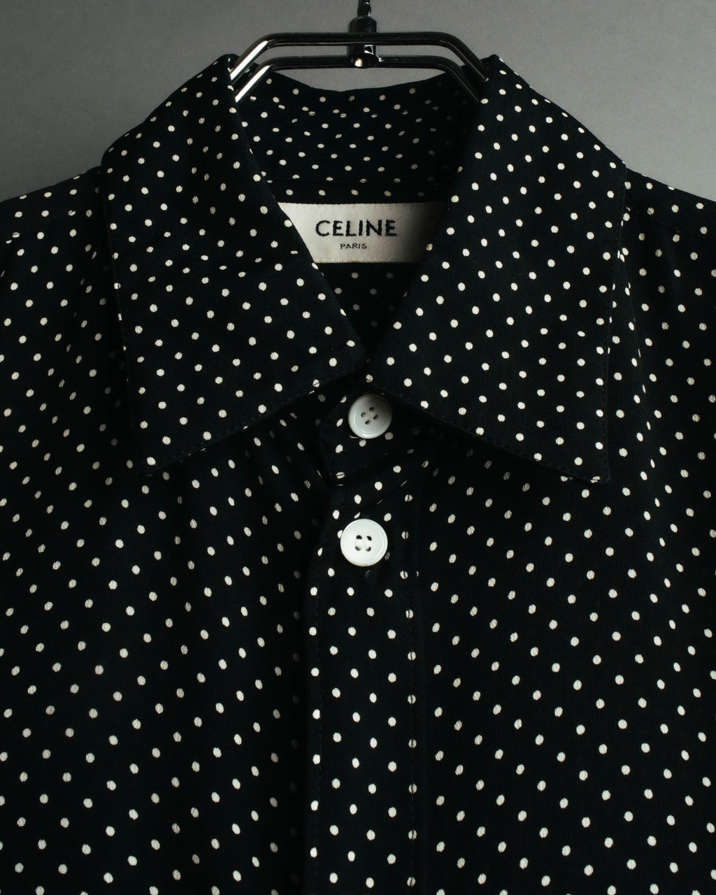 "CELINE" 2010's-2020's Polka dot viscose long sleeve shirt