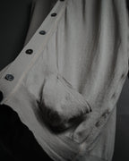 “HERMES” 2000’s Lambskin trimmed high gauge wool cardigan