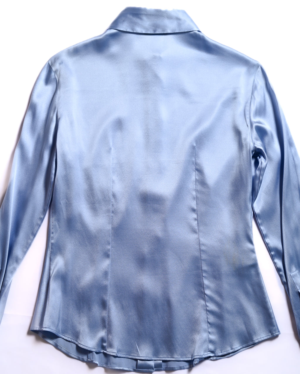 GIORGIO ARMANI/ Beautiful Stretch Satin Dress Shirt Shiny Blue