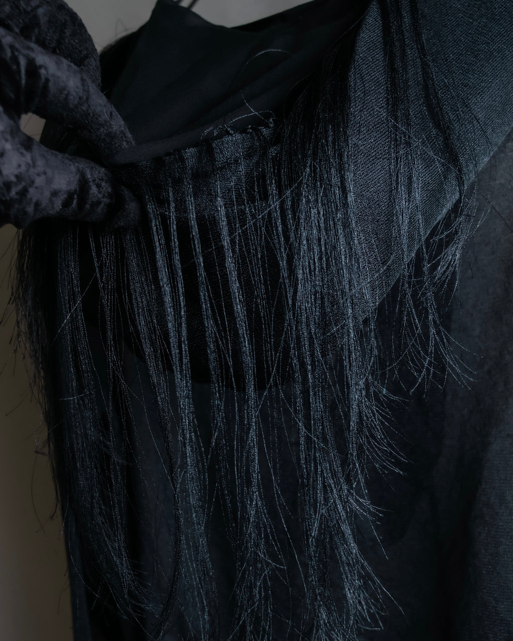 "sacai" Wig design sheer hooded pullover