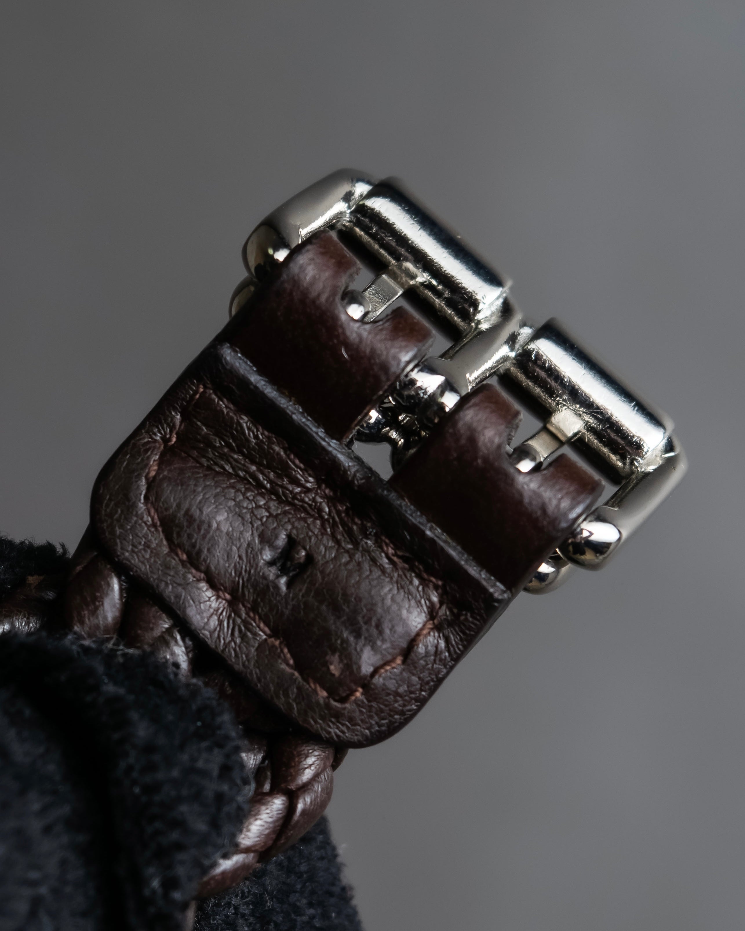 "Vintage intrecciato double buckle leather bracelet"