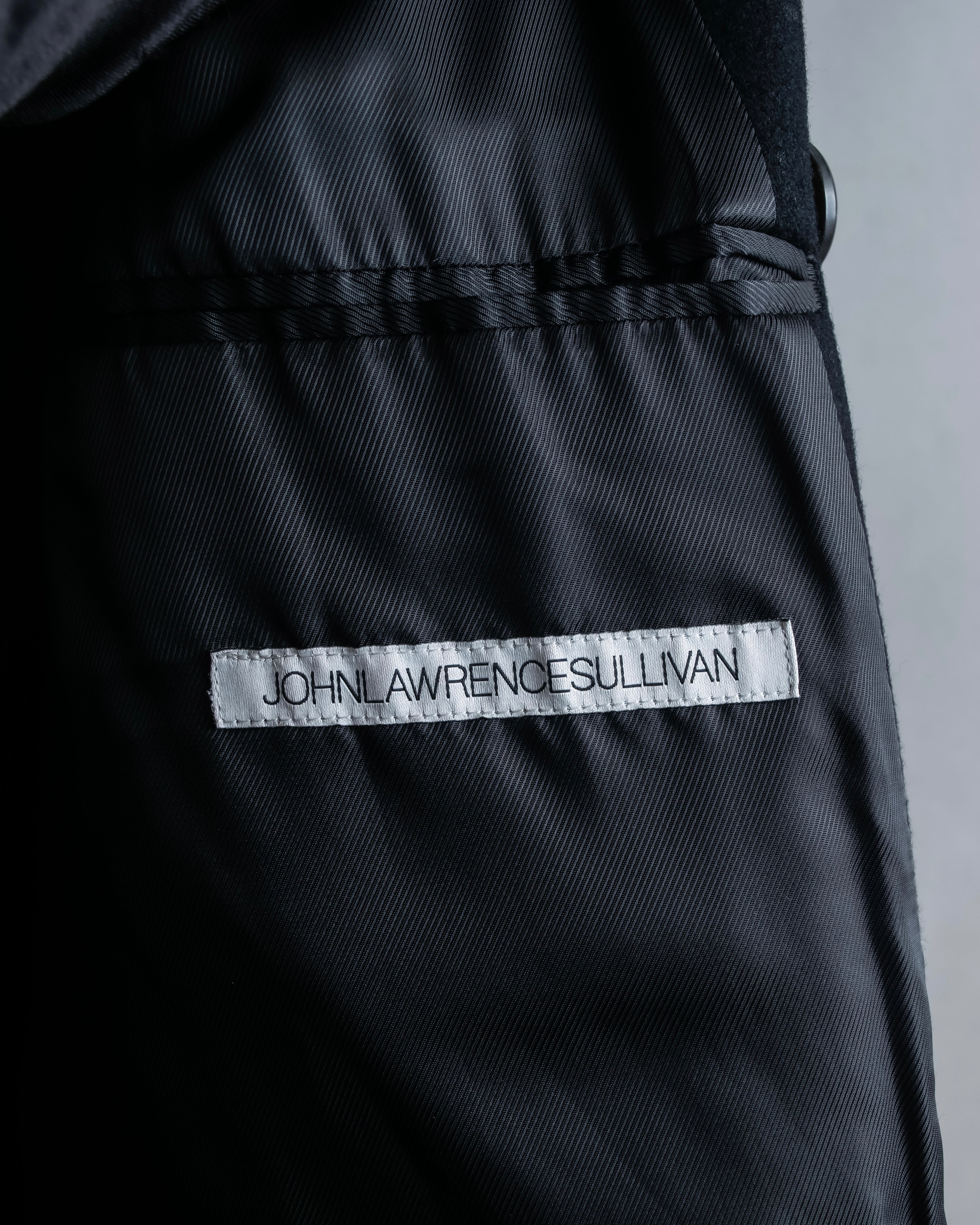 "JOHN LAWRENCE SULLIVAN"
 Large lapel double-breasted mid length coat