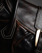 “CELINE” 00’s Buckled contrast stitch shoulder bag